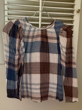 Universal Thread Plaid Puff-Sleeve Blouse
